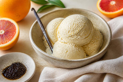 Gluten-free citrus vanilla ice cream made with Madagascar vanilla