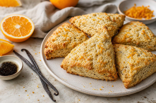 Gluten-free citrus vanilla scones made with Mexican vanilla