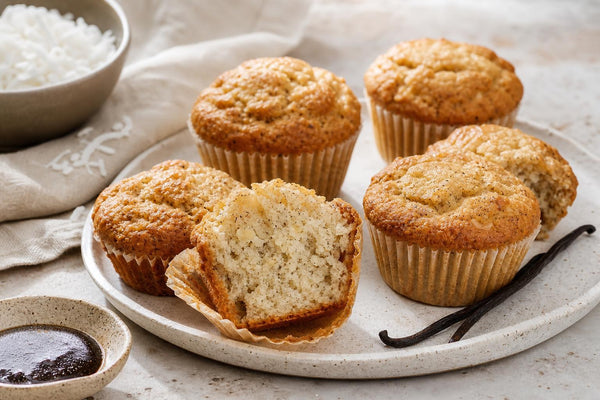 Gluten-free coconut vanilla muffins made with Mexican vanilla
