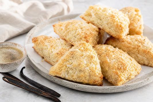 Gluten-free coconut vanilla scones made with Mexican vanilla
