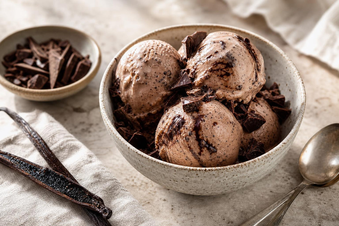 Gluten-free dark chocolate vanilla ice cream