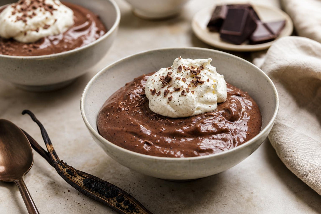 Gluten-free dark chocolate vanilla pudding