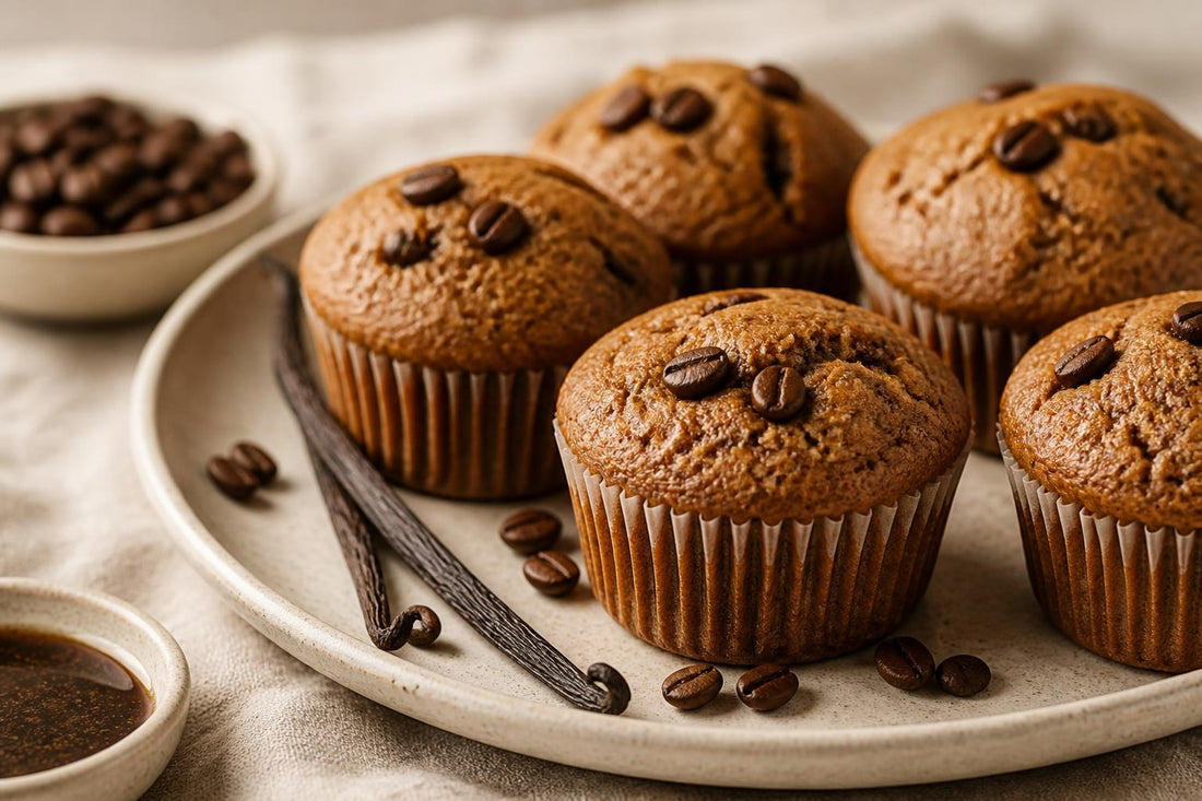 Gluten-free espresso vanilla muffins made with Mexican vanilla