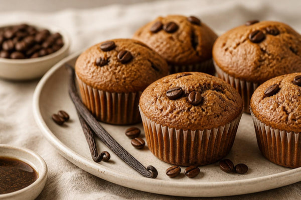 Gluten-free espresso vanilla muffins made with Mexican vanilla