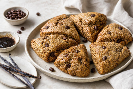 Gluten-free espresso vanilla scones made with Mexican vanilla
