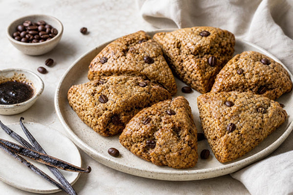 Gluten-free espresso vanilla scones made with Mexican vanilla