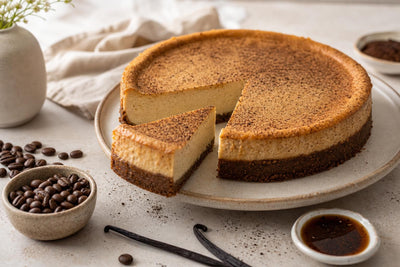 Gluten-free espresso vanilla cheesecake