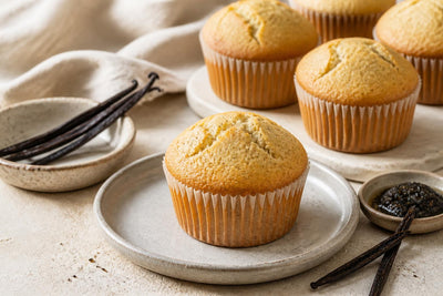 Gluten-free vanilla muffins made with Madagascar vanilla