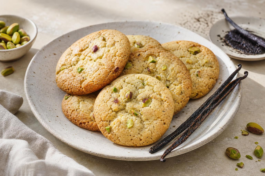 Gluten-free pistachio vanilla cookies