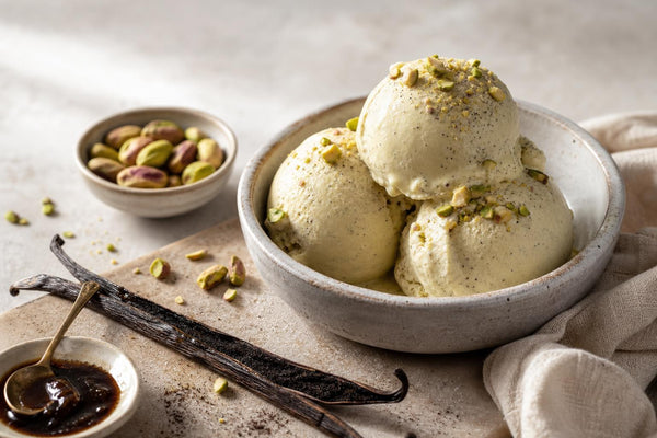 Gluten-free pistachio vanilla ice cream