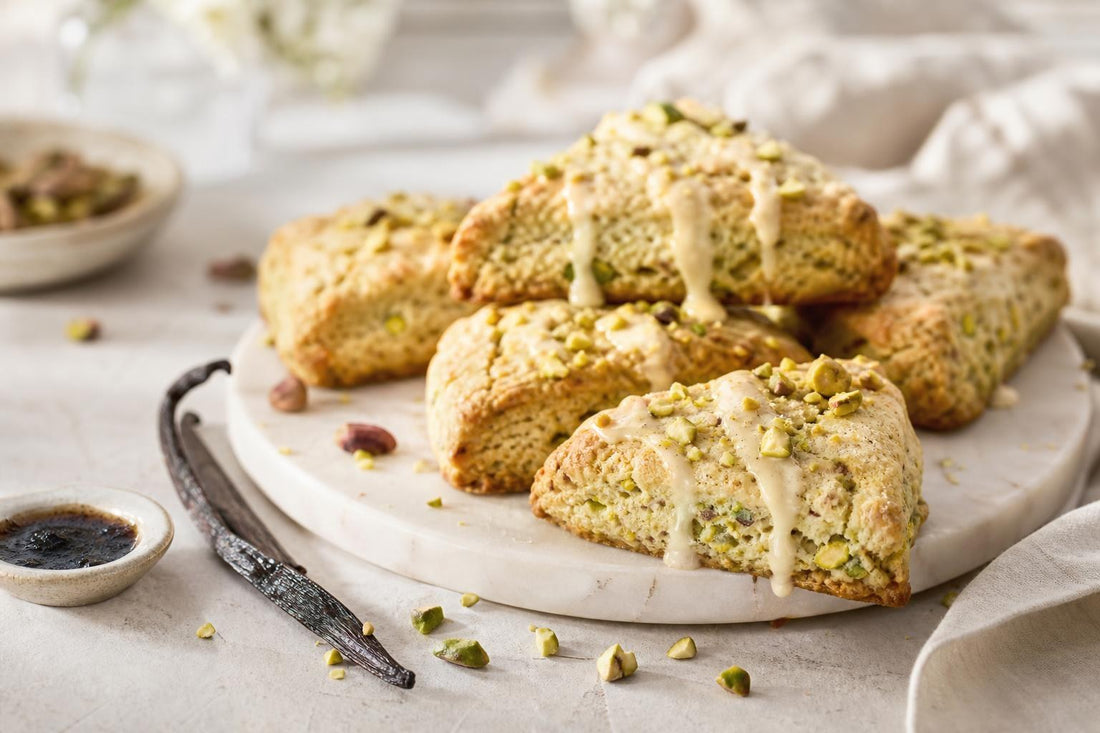 Gluten-free pistachio vanilla scones