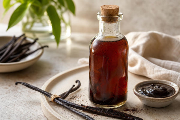Homemade vanilla extract made with Ugandan vanilla