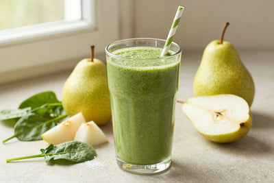 Green Pear Spinach Smoothie in a glass