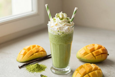 Green Tea Mango Milkshake in a glass