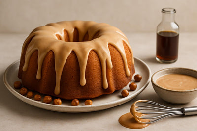 Bundt cake drizzled with hazelnut icing