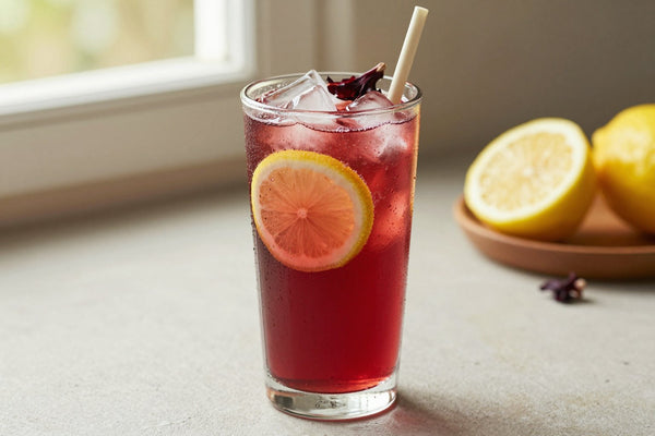 Hibiscus Lemonade in a glass