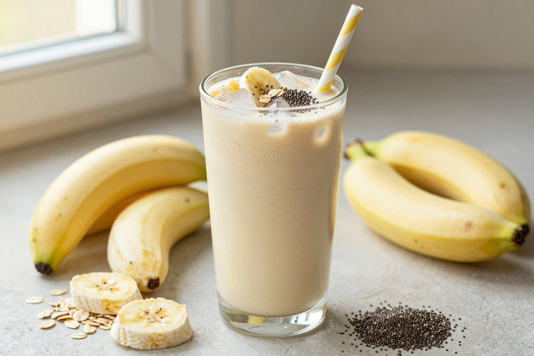 High-Fiber Banana Oat Smoothie in a glass