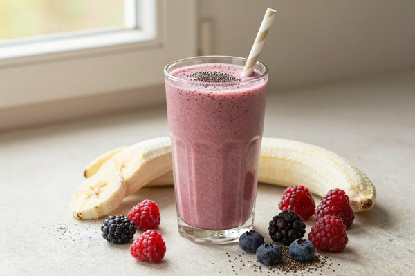 High-Fiber Berry Smoothie in a glass
