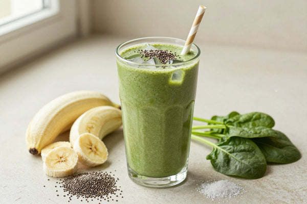 High-Fiber Green Smoothie in a glass