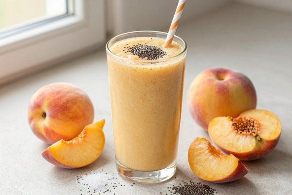 High-Fiber Peach Smoothie in a glass
