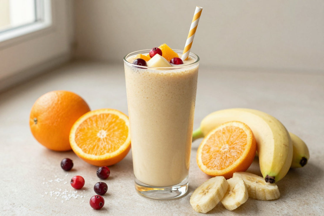 Holiday Fruit Blend Smoothie in a glass