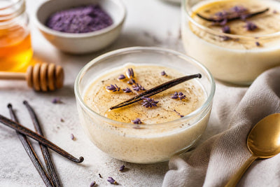 Honey lavender vanilla pudding made with Mexican vanilla