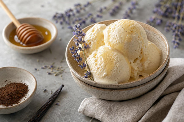 Honey lavender vanilla ice cream
