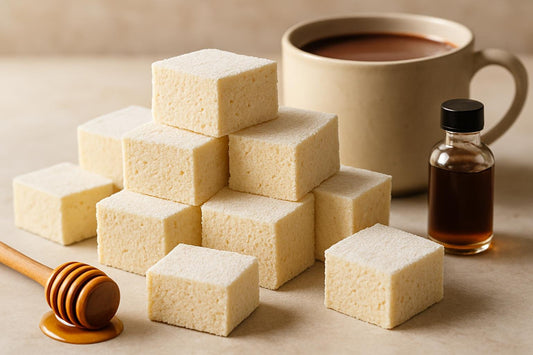 Squares of homemade honey marshmallows