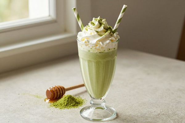 Honey Matcha Milkshake in a glass