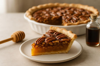 Slice of honey pecan pie