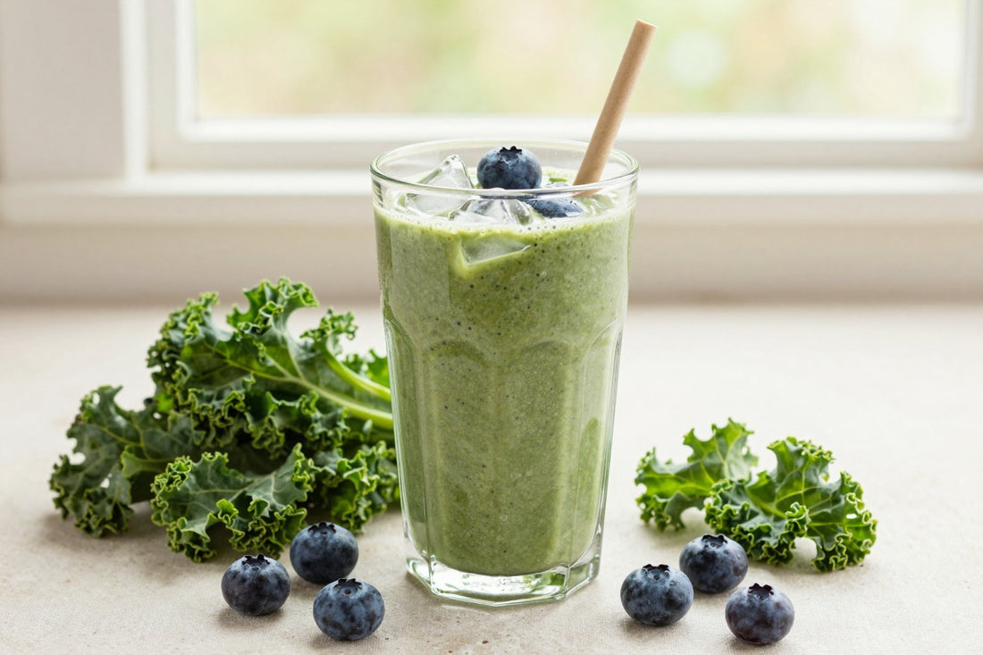 Kale Blueberry Smoothie in a glass