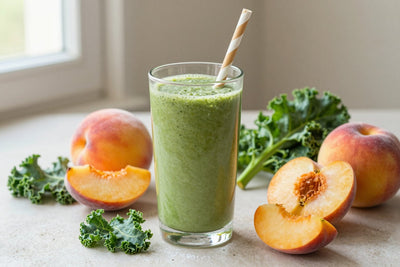 Kale Peach Smoothie in a glass