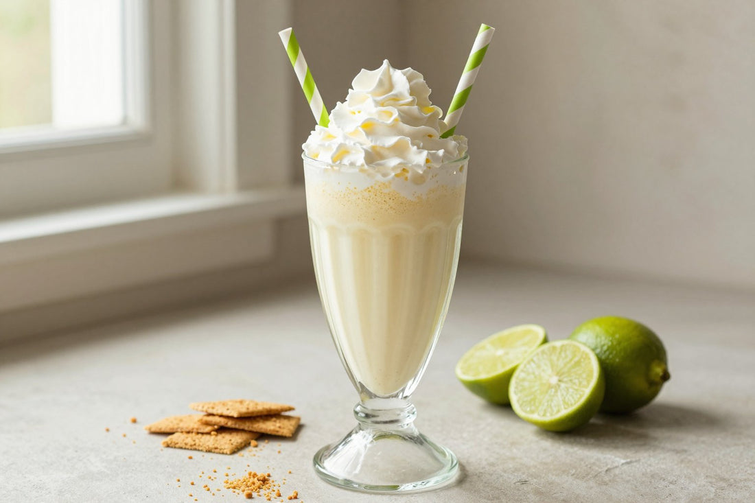 Key Lime Cheesecake Milkshake in a glass