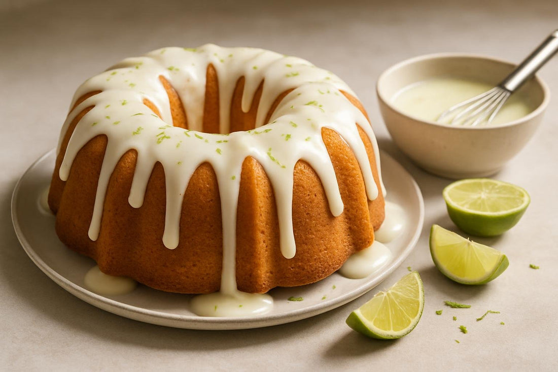 Bundt cake drizzled with Key lime icing