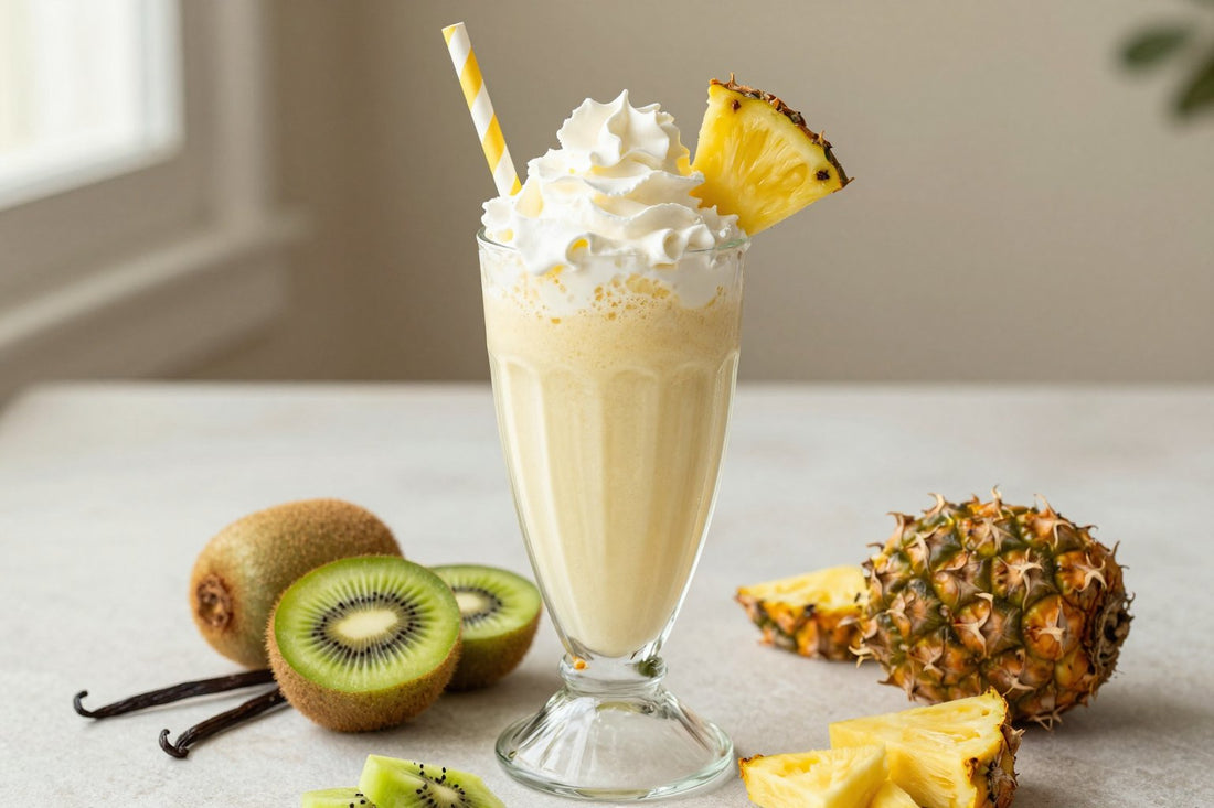 Kiwi Pineapple Milkshake in a glass