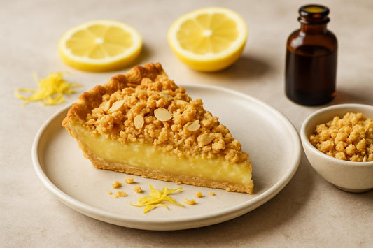 Slice of pie with lemon almond crumble