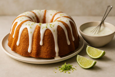 Bundt cake drizzled with lime icing