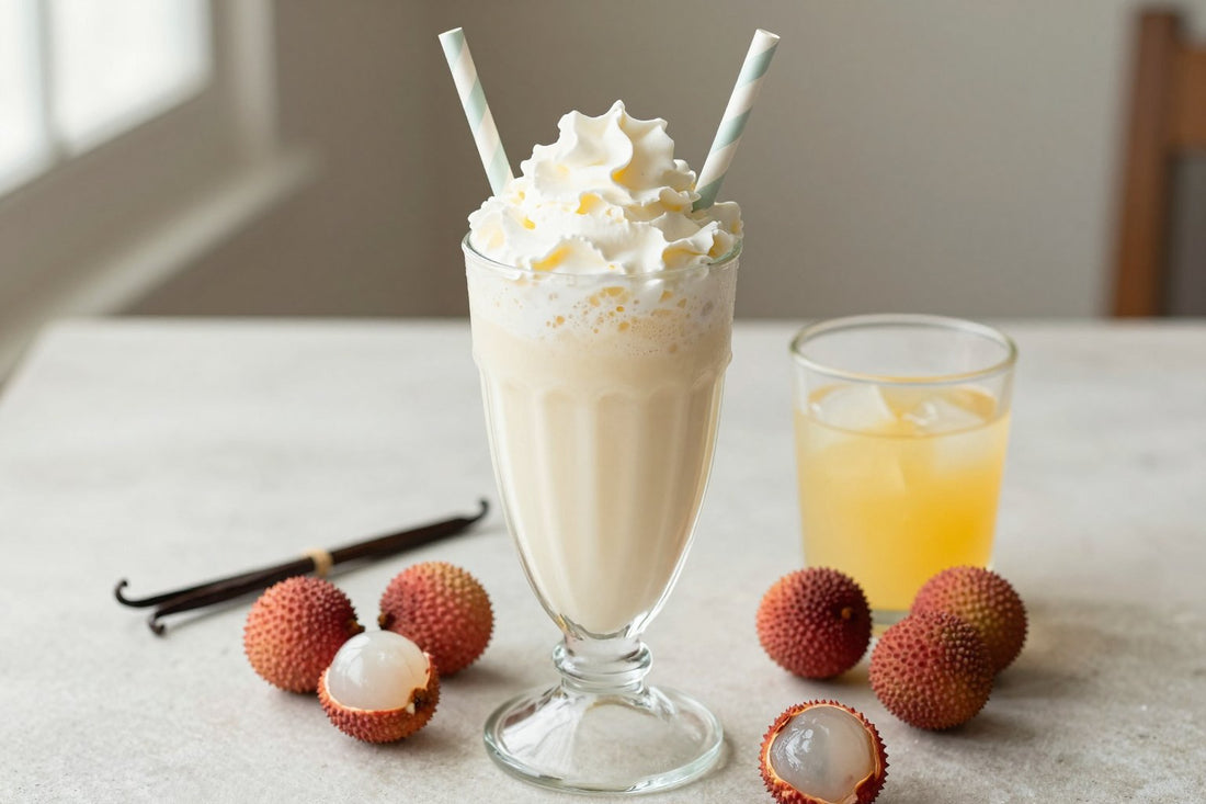 Lychee Coconut Milkshake in a glass