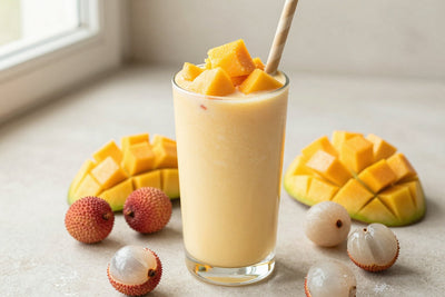Lychee Mango Smoothie in a glass