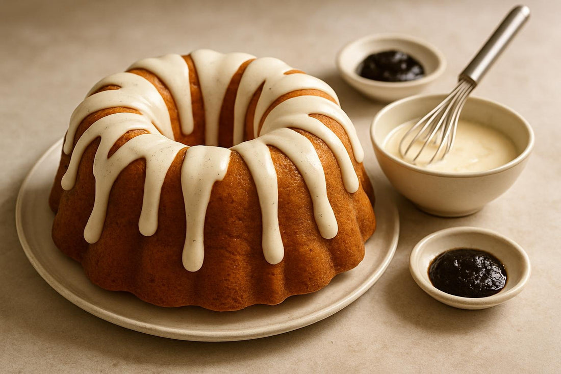 Bundt cake drizzled with Madagascar vanilla icing