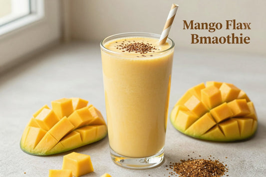 Mango Flax Breakfast Smoothie in a glass