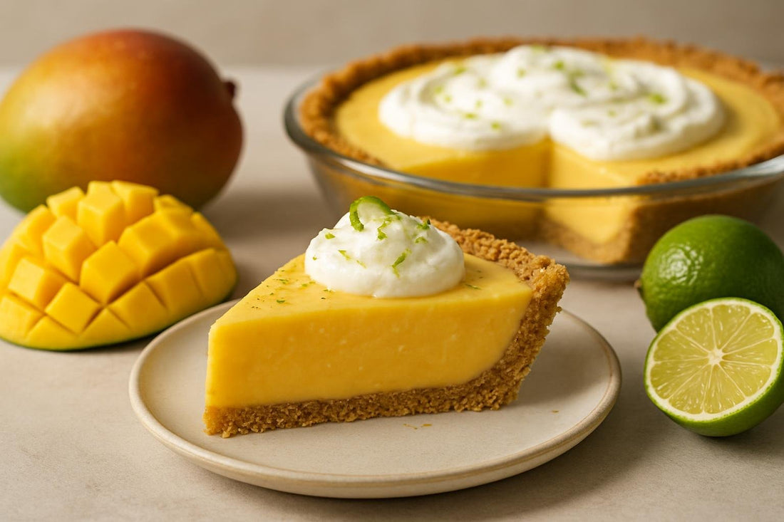 Slice of mango lime pie
