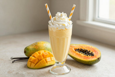 Mango Papaya Milkshake in a glass