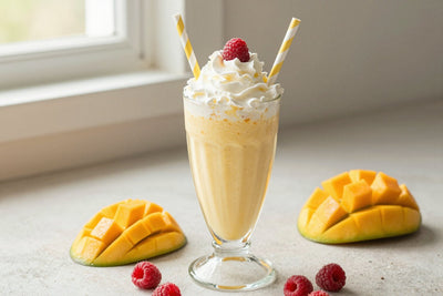 Mango Raspberry Milkshake in a glass