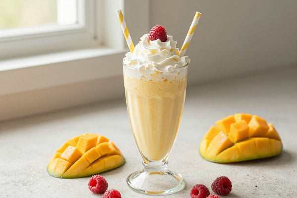 Mango Raspberry Milkshake in a glass