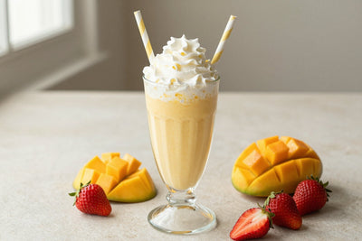 Mango Strawberry Milkshake in a glass