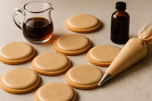 Sugar cookies decorated with maple cookie icing