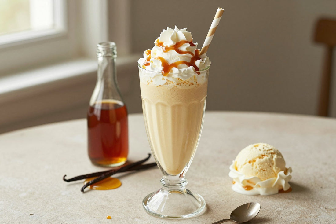 Maple Crème Brûlée Milkshake in a glass