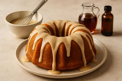 Bundt cake drizzled with maple icing
