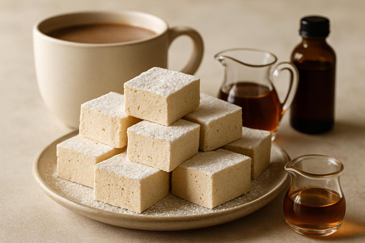Squares of homemade maple marshmallows